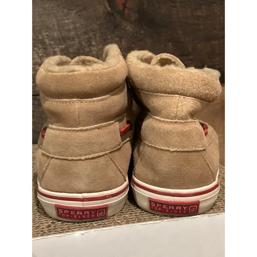 Sperry Womens Betty Boot‎ Size 9 Brown Suede Sherpa Lined Lace Up Bootie Shoe